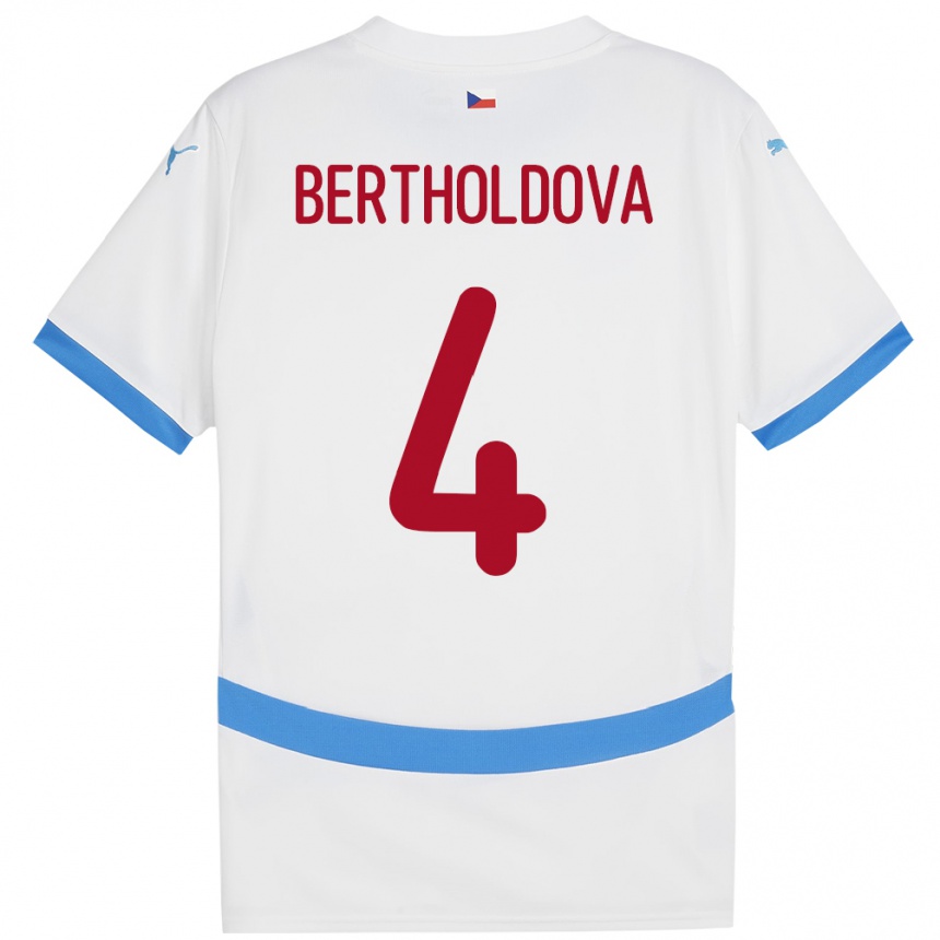 Niño Fútbol Camiseta Chequia Petra Bertholdová #4 Blanco 2ª Equipación 24-26