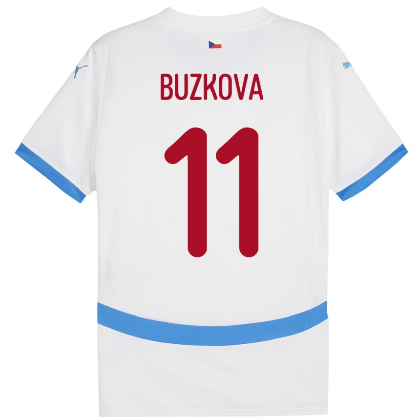 Niño Fútbol Camiseta Chequia Kateřina Bužková #11 Blanco 2ª Equipación 24-26