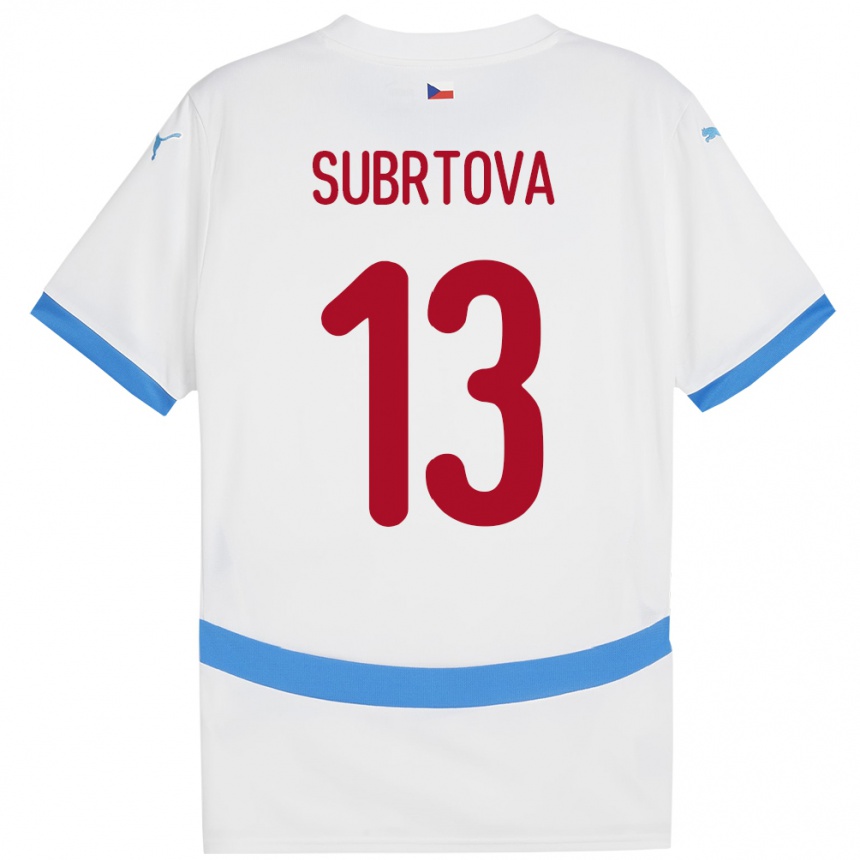 Niño Fútbol Camiseta Chequia Anna Šubrtová #13 Blanco 2ª Equipación 24-26