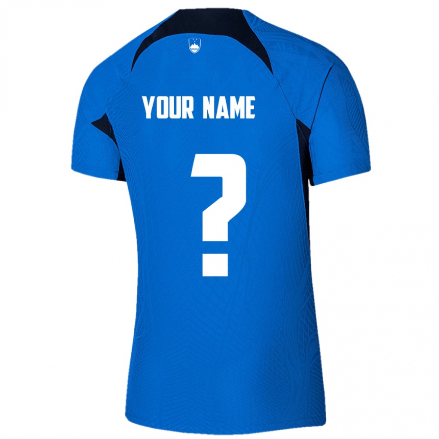 Niño Fútbol Camiseta Eslovenia Su Nombre #0 Azul 2ª Equipación 24-26