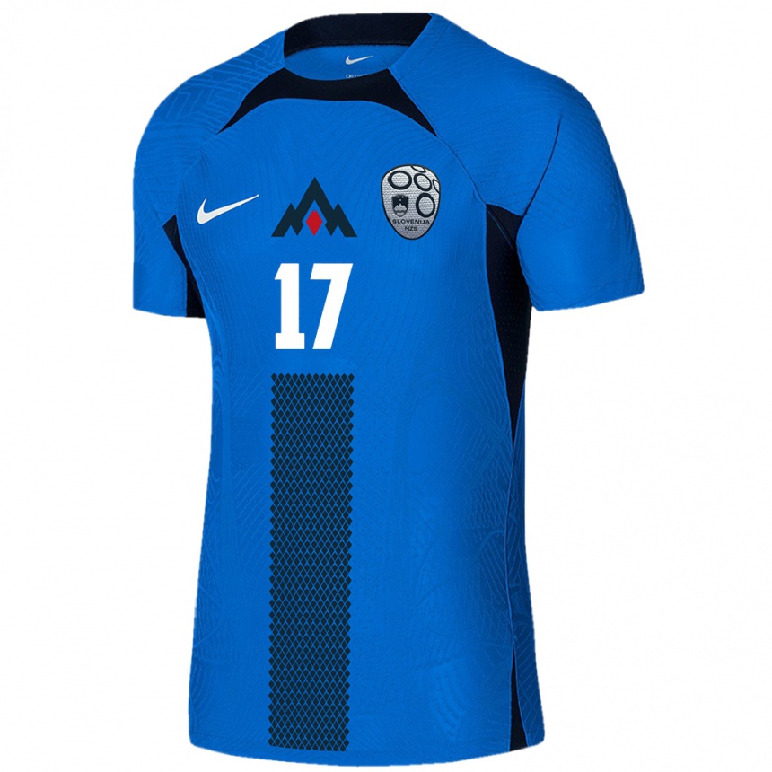 Niño Fútbol Camiseta Eslovenia Izabela Križaj #17 Azul 2ª Equipación 24-26