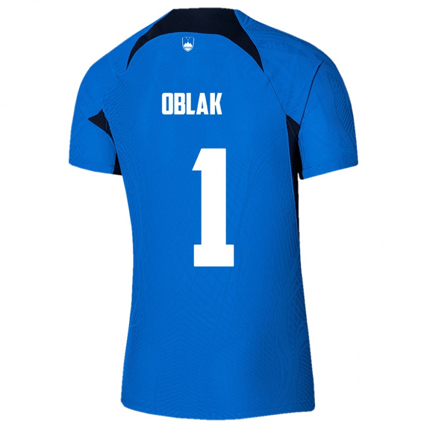 Niño Fútbol Camiseta Eslovenia Jan Oblak #1 Azul 2ª Equipación 24-26