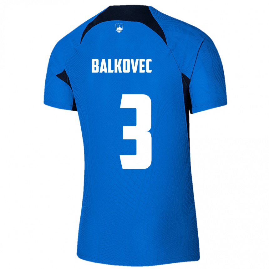 Niño Fútbol Camiseta Eslovenia Jure Balkovec #3 Azul 2ª Equipación 24-26