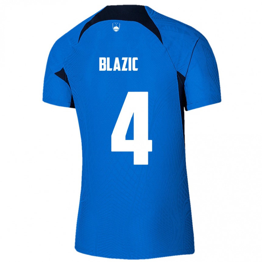 Niño Fútbol Camiseta Eslovenia Miha Blazic #4 Azul 2ª Equipación 24-26