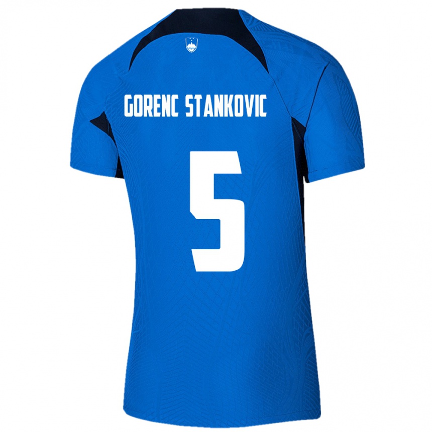 Niño Fútbol Camiseta Eslovenia Jon Gorenc Stankovic #5 Azul 2ª Equipación 24-26