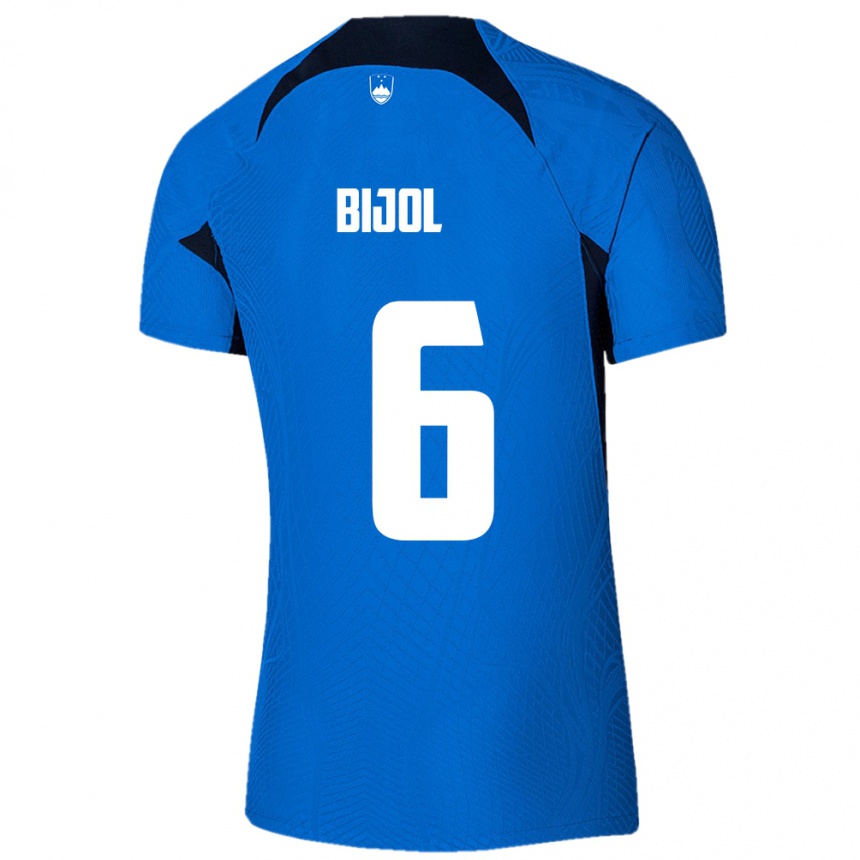 Niño Fútbol Camiseta Eslovenia Jaka Bijol #6 Azul 2ª Equipación 24-26