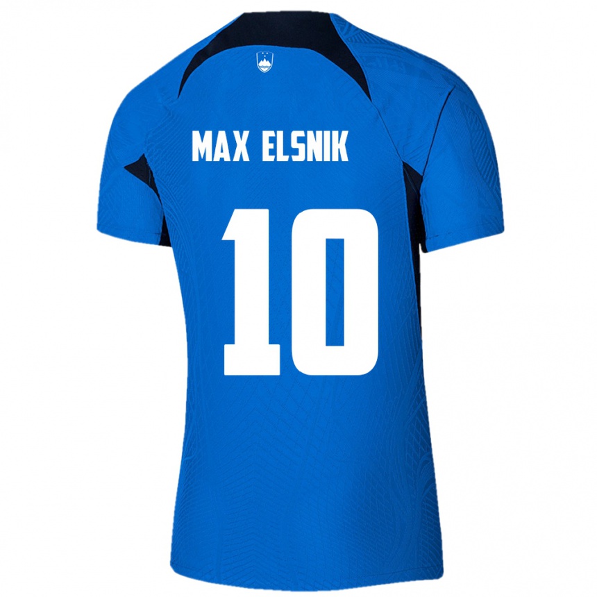 Niño Fútbol Camiseta Eslovenia Timi Max Elsnik #10 Azul 2ª Equipación 24-26