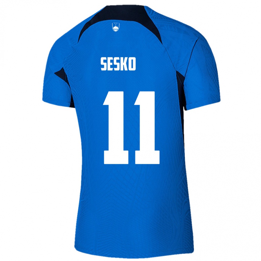 Niño Fútbol Camiseta Eslovenia Benjamin Sesko #11 Azul 2ª Equipación 24-26