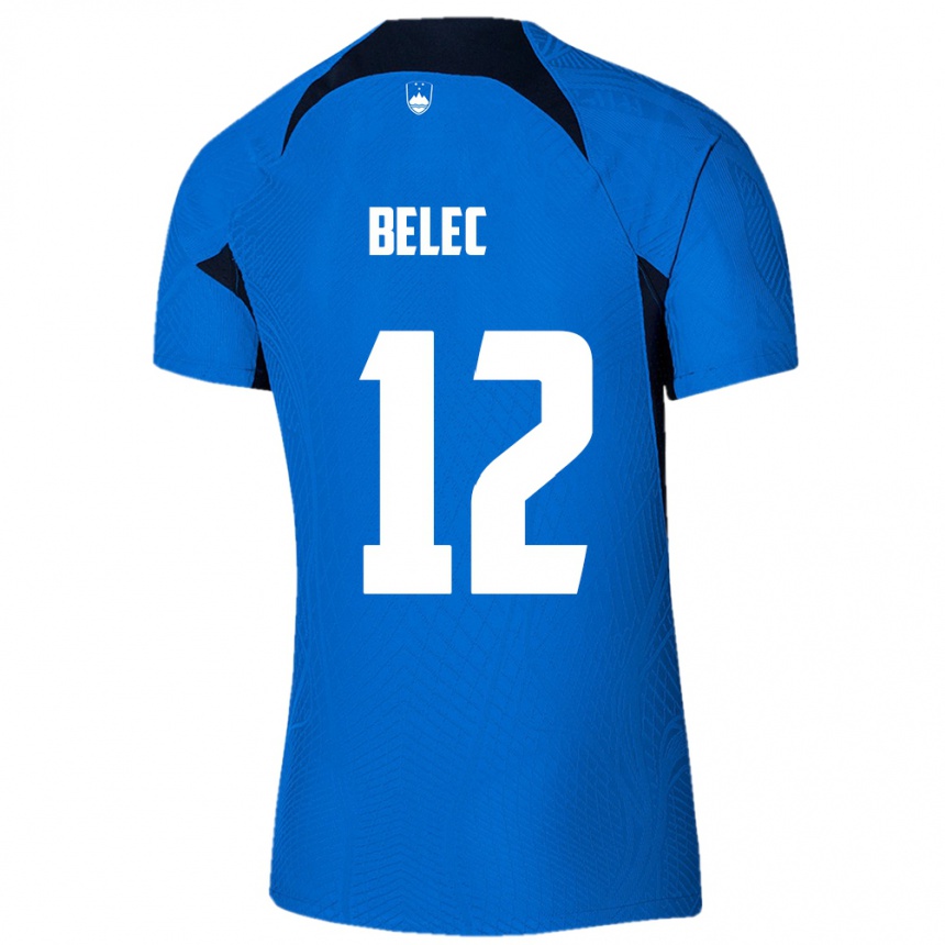 Niño Fútbol Camiseta Eslovenia Vid Belec #12 Azul 2ª Equipación 24-26