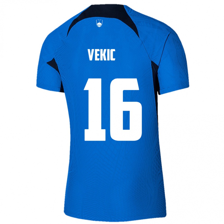 Niño Fútbol Camiseta Eslovenia Igor Vekic #16 Azul 2ª Equipación 24-26