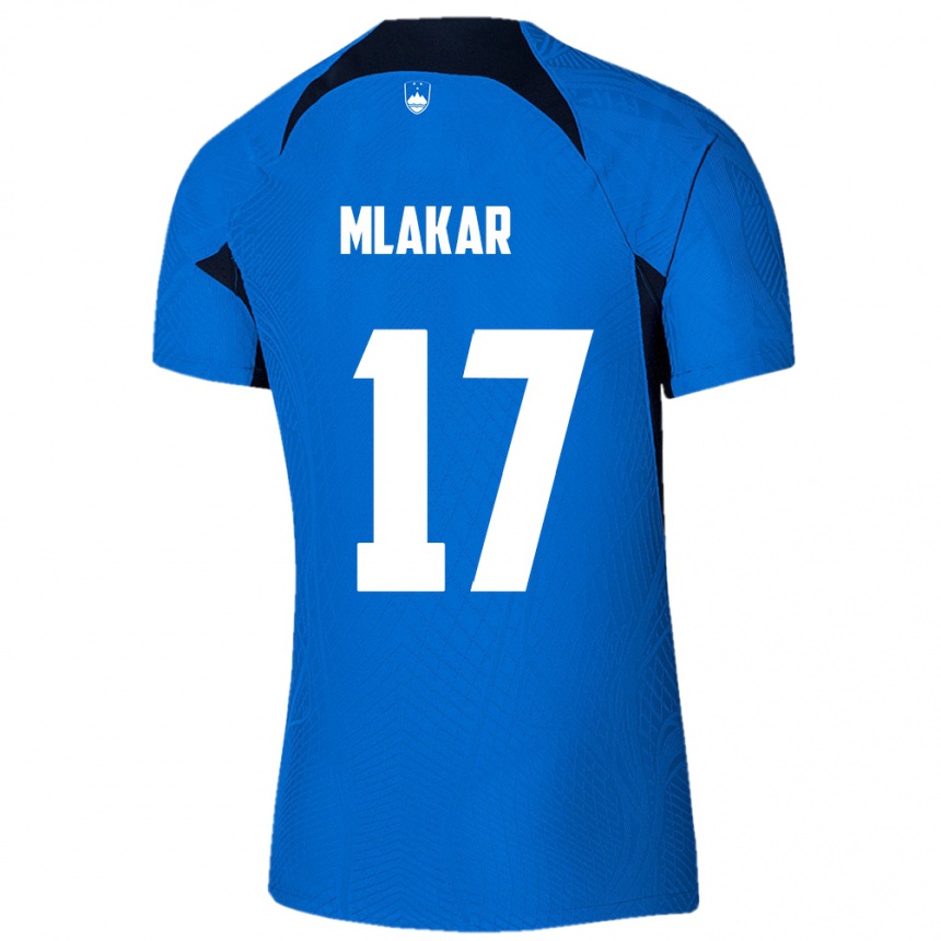 Niño Fútbol Camiseta Eslovenia Jan Mlakar #17 Azul 2ª Equipación 24-26