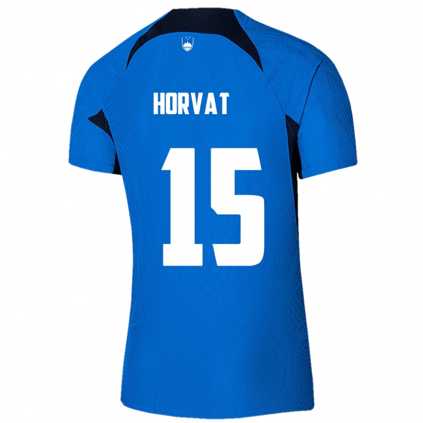 Niño Fútbol Camiseta Eslovenia Tomi Horvat #15 Azul 2ª Equipación 24-26