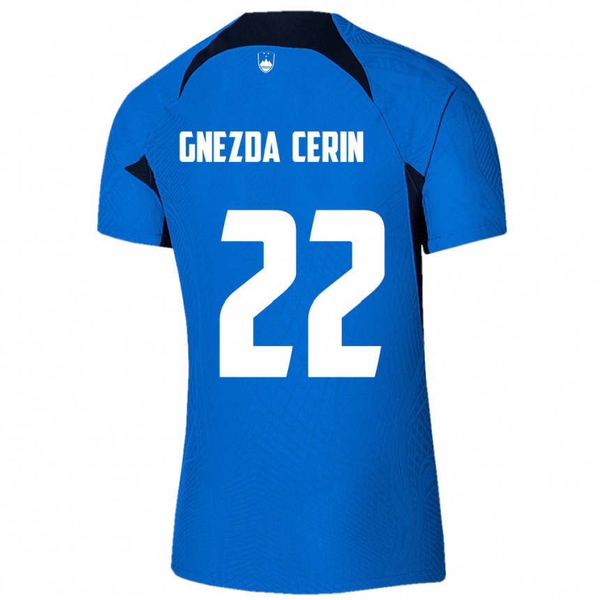 Niño Fútbol Camiseta Eslovenia Adam Gnezda Cerin #22 Azul 2ª Equipación 24-26