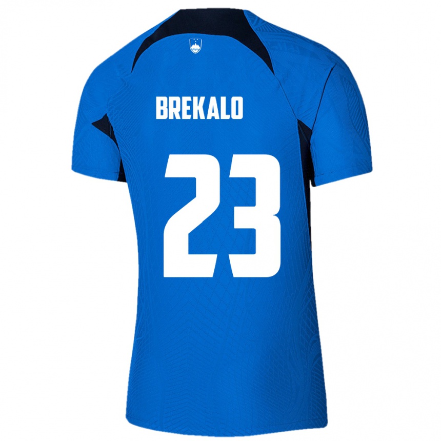 Niño Fútbol Camiseta Eslovenia David Brekalo #23 Azul 2ª Equipación 24-26