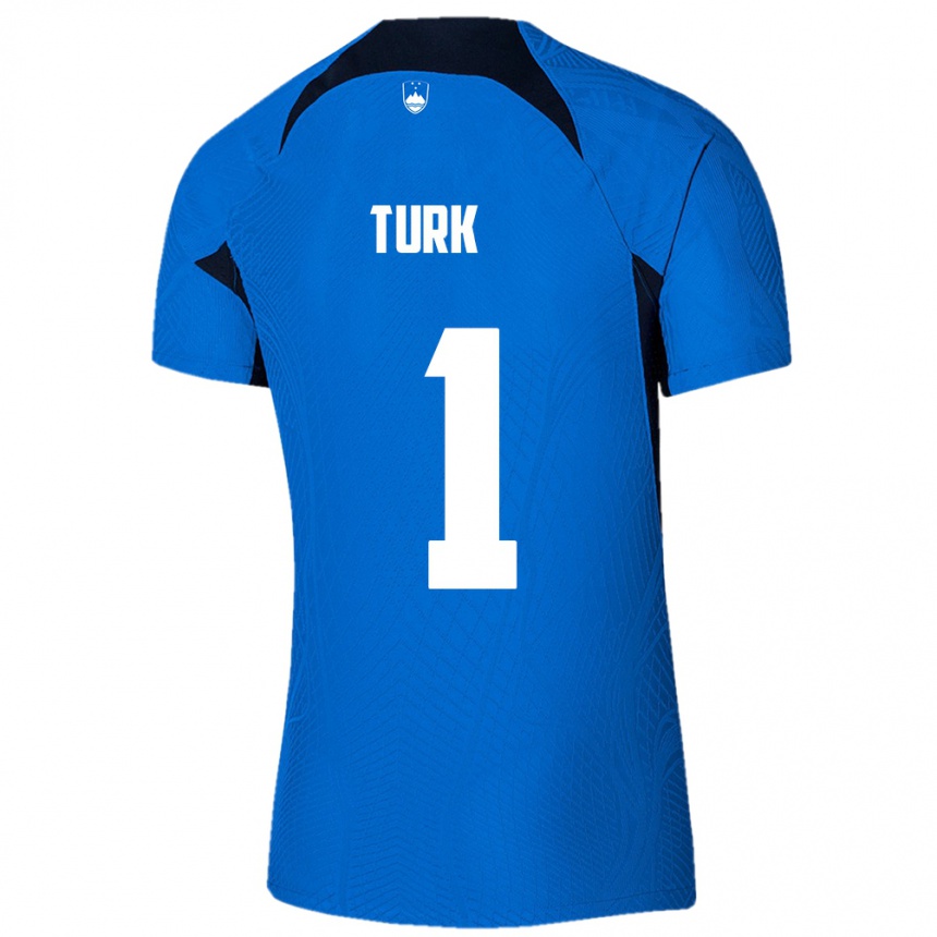 Niño Fútbol Camiseta Eslovenia Martin Turk #1 Azul 2ª Equipación 24-26