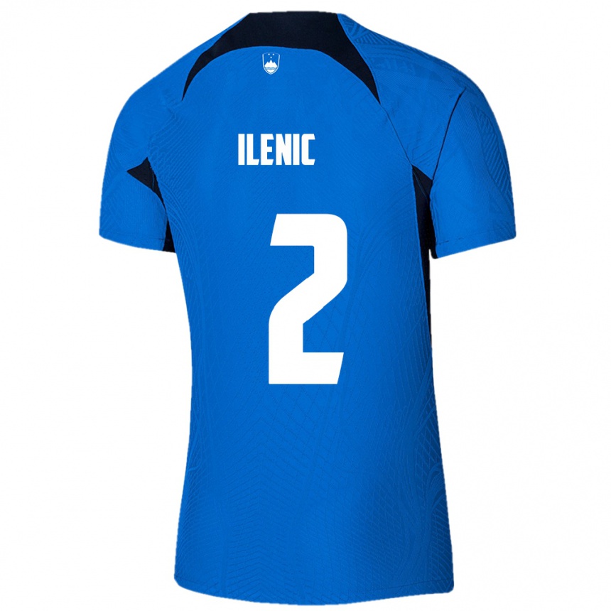 Niño Fútbol Camiseta Eslovenia Mitja Ilenic #2 Azul 2ª Equipación 24-26