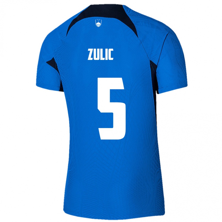 Niño Fútbol Camiseta Eslovenia Anel Zulic #5 Azul 2ª Equipación 24-26