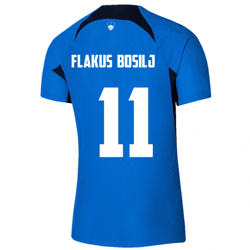 Niño Fútbol Camiseta Eslovenia David Flakus Bosilj #11 Azul 2ª Equipación 24-26