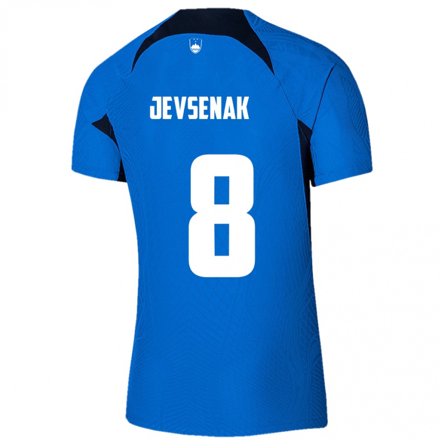 Niño Fútbol Camiseta Eslovenia Florjan Jevsenak #8 Azul 2ª Equipación 24-26