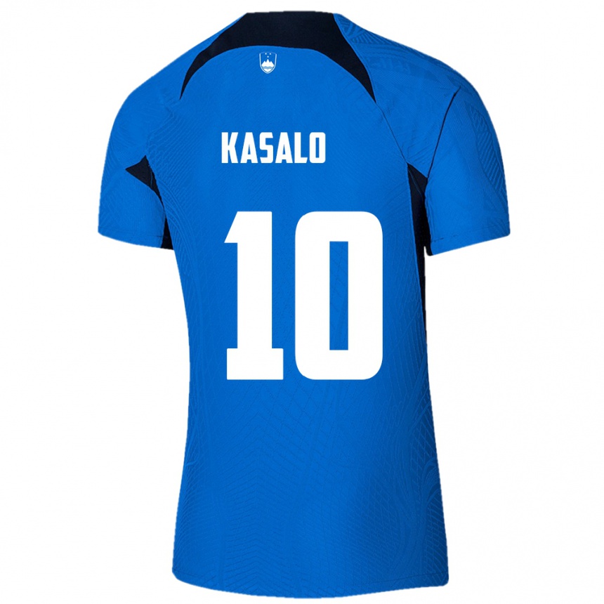 Niño Fútbol Camiseta Eslovenia Niko Kasalo #10 Azul 2ª Equipación 24-26