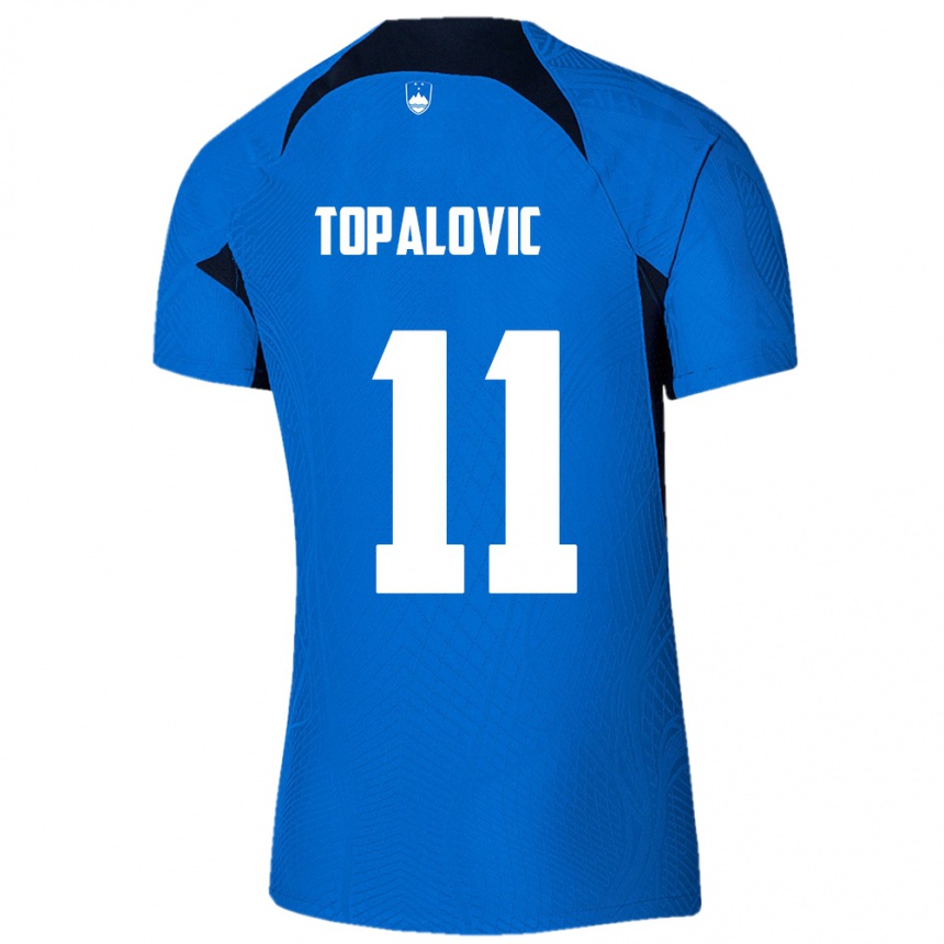 Niño Fútbol Camiseta Eslovenia Luka Topalovic #11 Azul 2ª Equipación 24-26