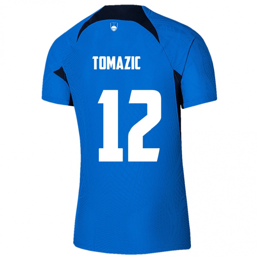 Niño Fútbol Camiseta Eslovenia Lukas Tomazic #12 Azul 2ª Equipación 24-26