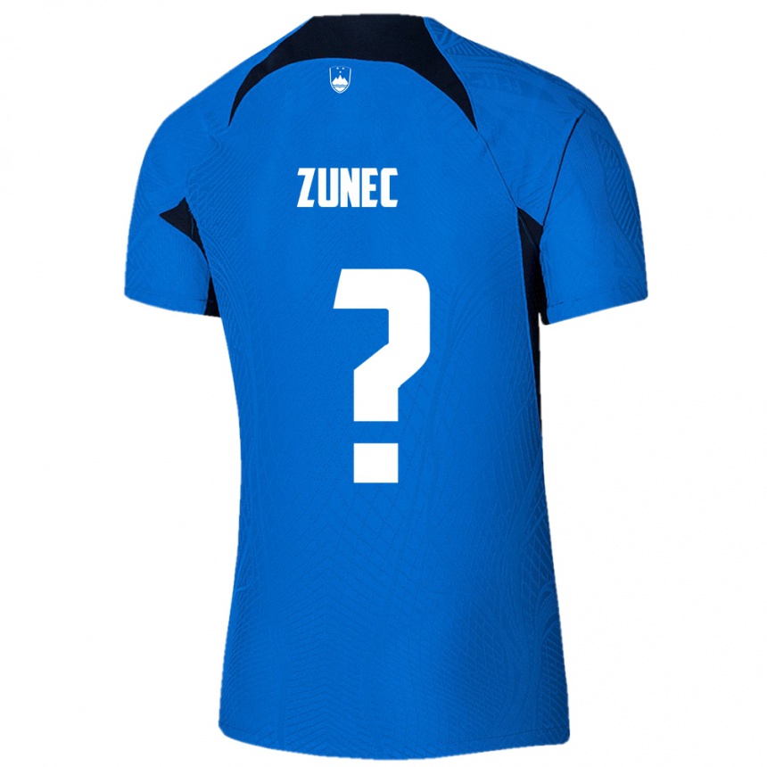 Niño Fútbol Camiseta Eslovenia Bor Zunec #0 Azul 2ª Equipación 24-26