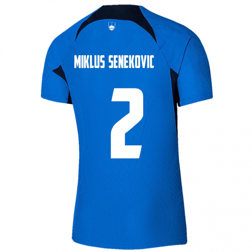 Niño Fútbol Camiseta Eslovenia Gal Miklus Senekovic #2 Azul 2ª Equipación 24-26