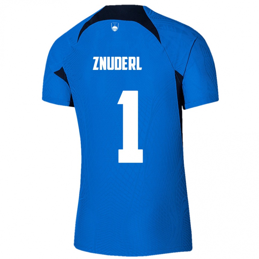 Niño Fútbol Camiseta Eslovenia Tai Znuderl #1 Azul 2ª Equipación 24-26