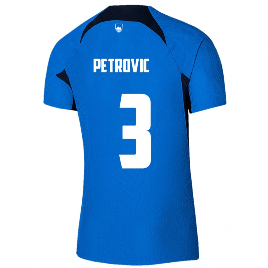 Niño Fútbol Camiseta Eslovenia Zan Petrovic #3 Azul 2ª Equipación 24-26