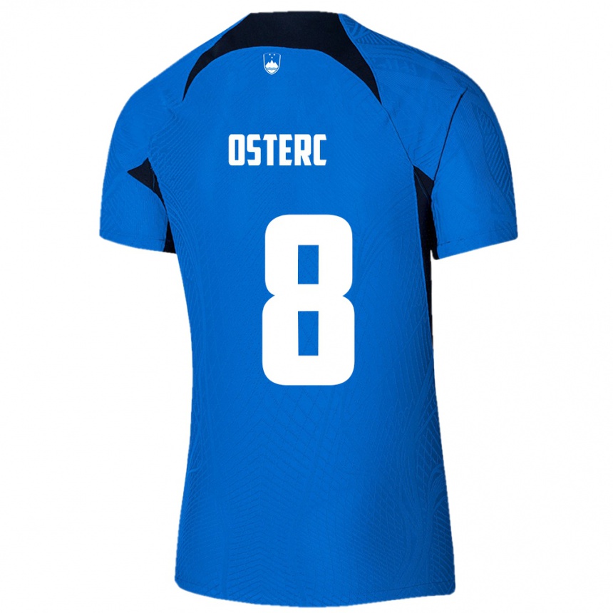 Niño Fútbol Camiseta Eslovenia Niko Osterc #8 Azul 2ª Equipación 24-26