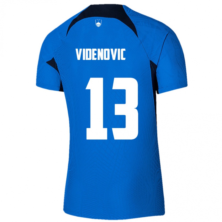 Niño Fútbol Camiseta Eslovenia Denis Videnovic #13 Azul 2ª Equipación 24-26