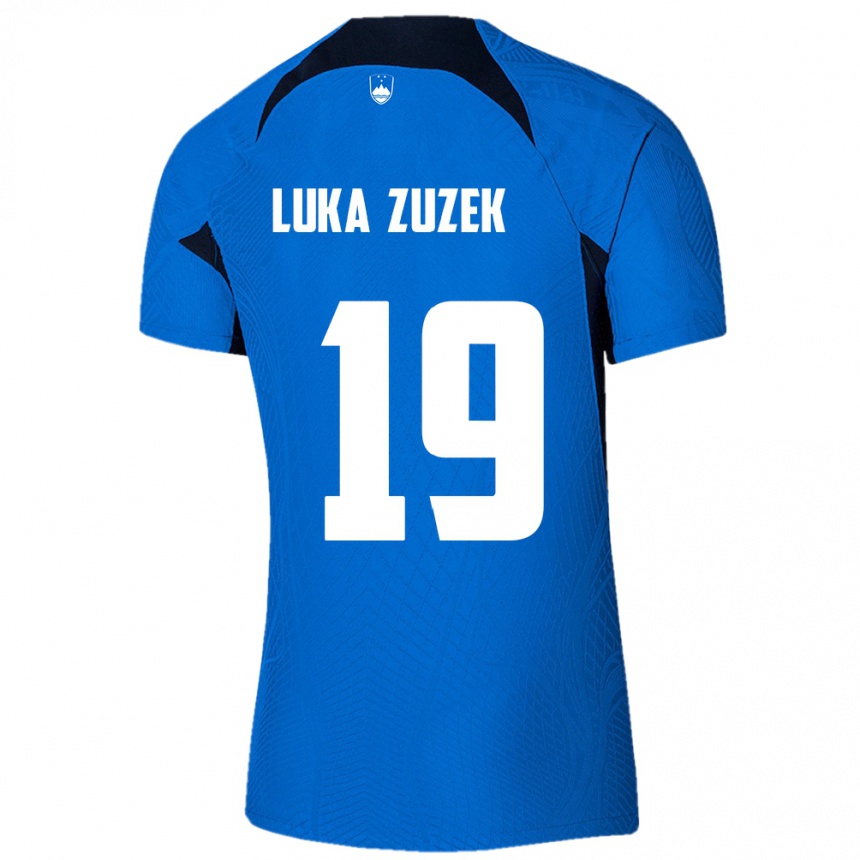 Niño Fútbol Camiseta Eslovenia Zan Luka Zuzek #19 Azul 2ª Equipación 24-26