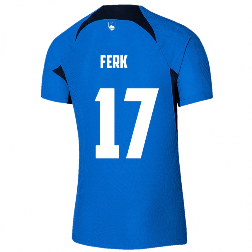 Niño Fútbol Camiseta Eslovenia Matic Ferk #17 Azul 2ª Equipación 24-26