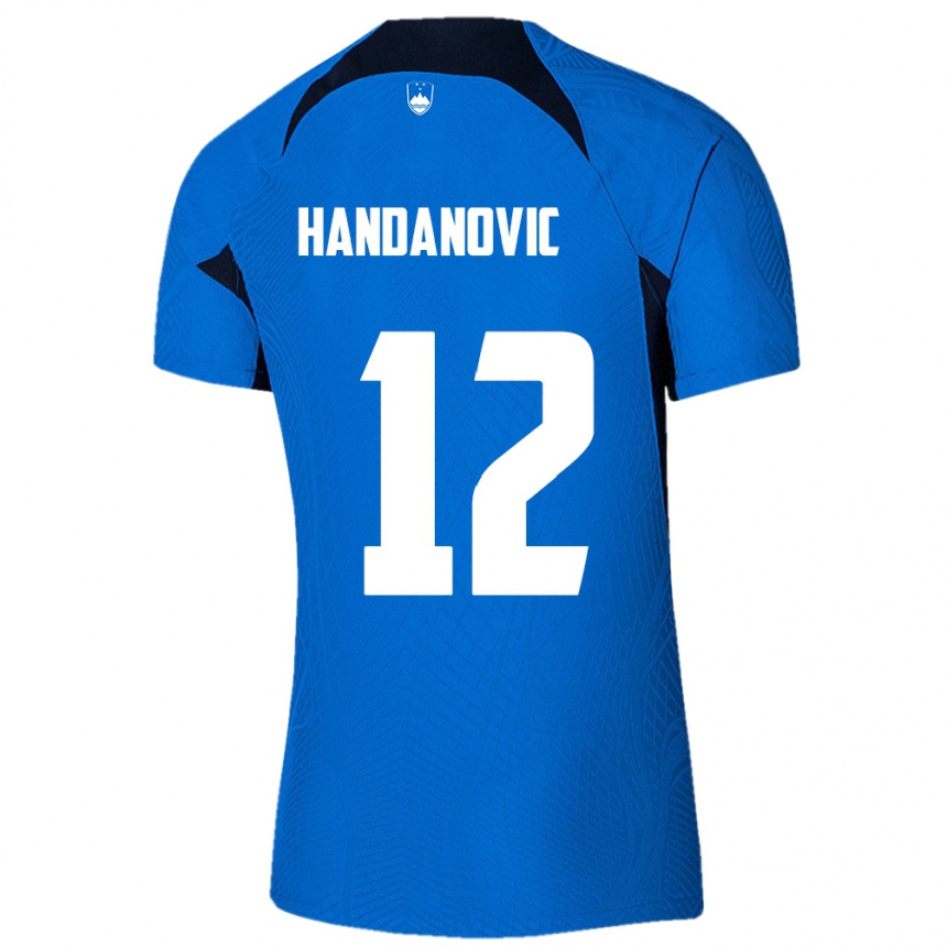 Niño Fútbol Camiseta Eslovenia Tanej Handanovic #12 Azul 2ª Equipación 24-26