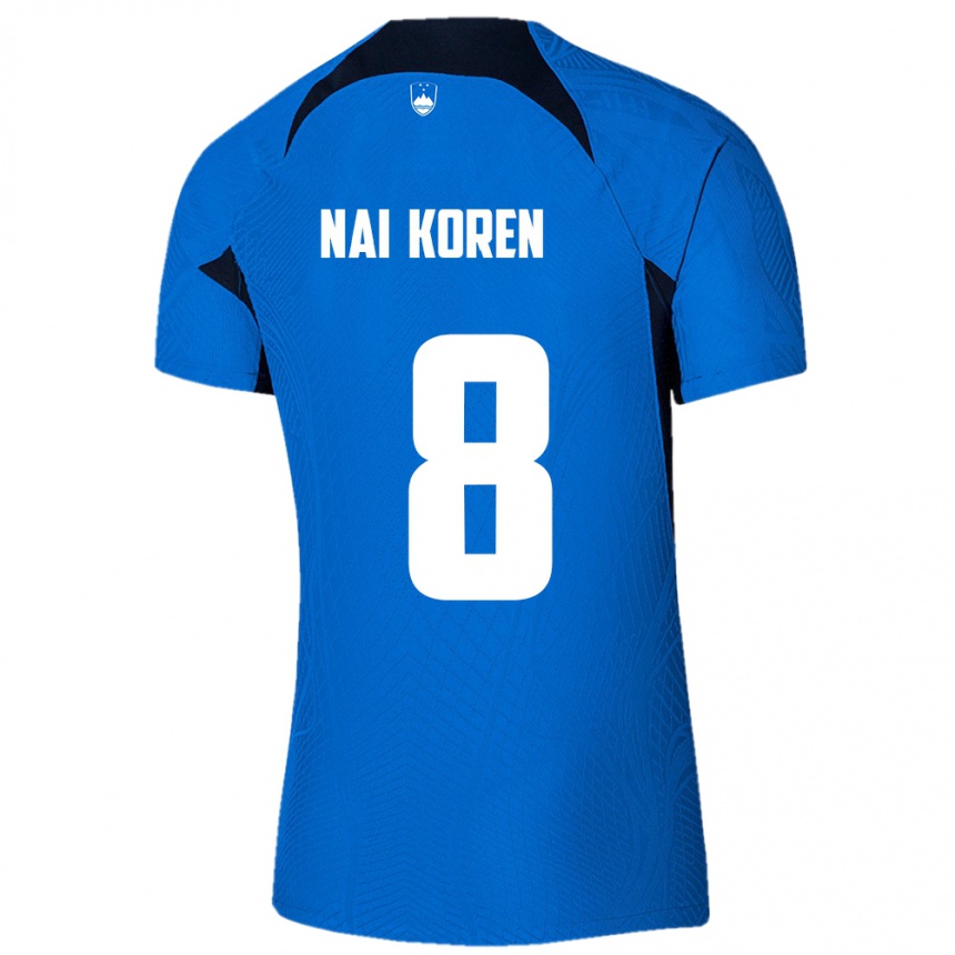 Niño Fútbol Camiseta Eslovenia Tian Nai Koren #8 Azul 2ª Equipación 24-26