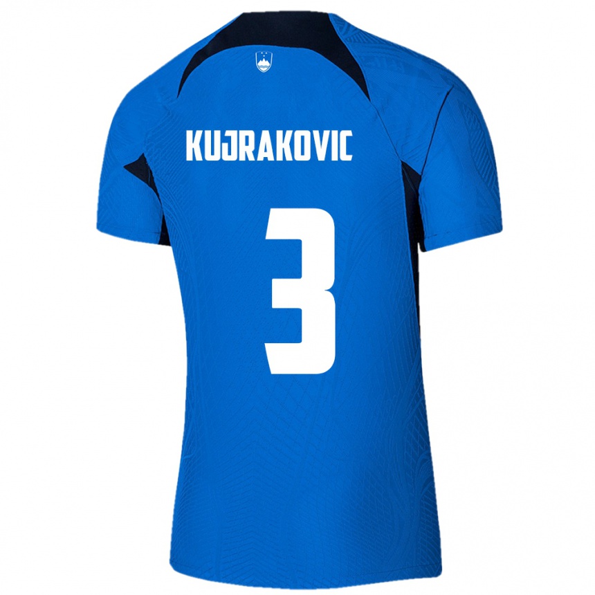 Niño Fútbol Camiseta Eslovenia Minel Kujrakovic #3 Azul 2ª Equipación 24-26