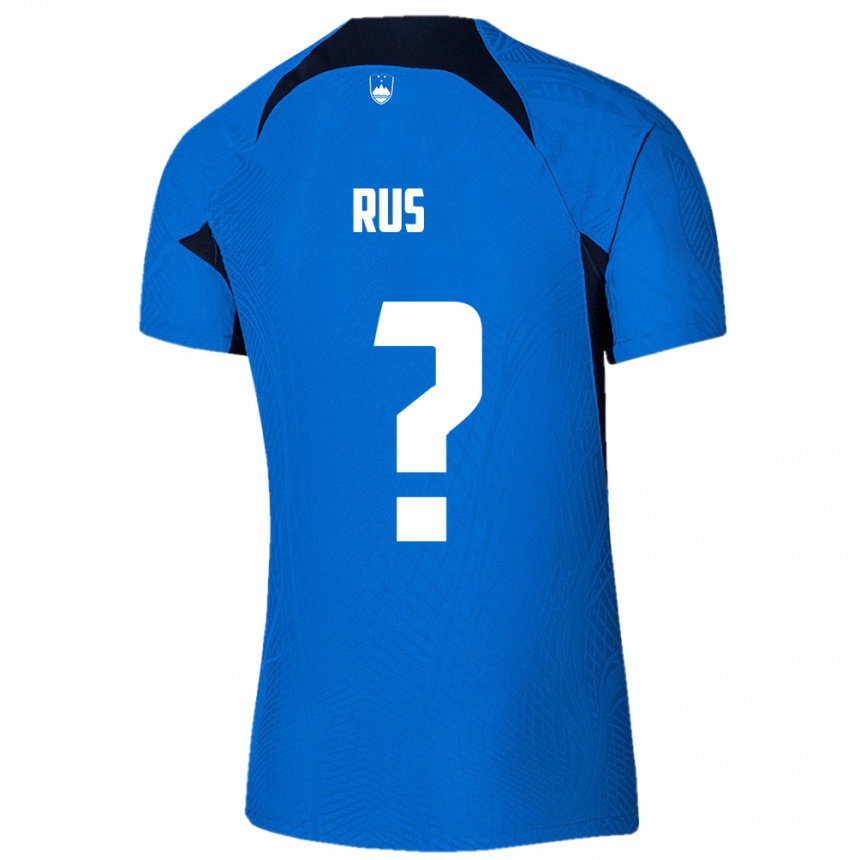 Niño Fútbol Camiseta Eslovenia Luka Rus #0 Azul 2ª Equipación 24-26