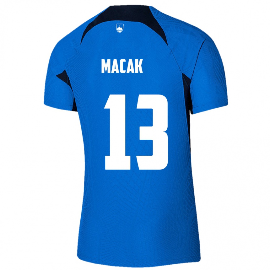 Niño Fútbol Camiseta Eslovenia Tian Macak #13 Azul 2ª Equipación 24-26