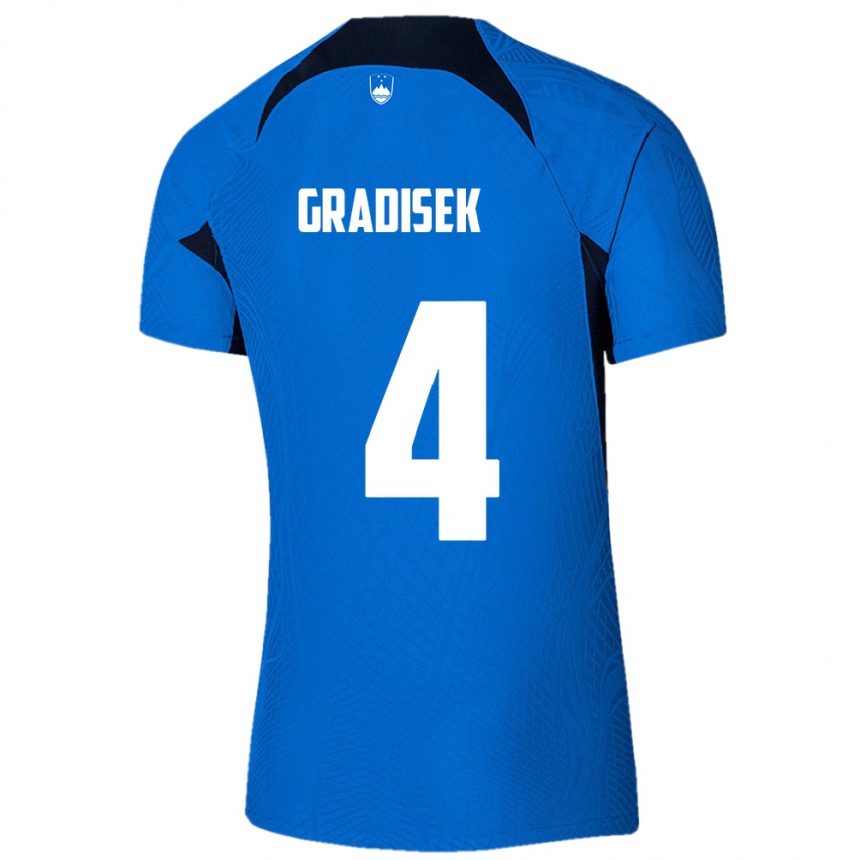 Niño Fútbol Camiseta Eslovenia Sara Gradišek #4 Azul 2ª Equipación 24-26