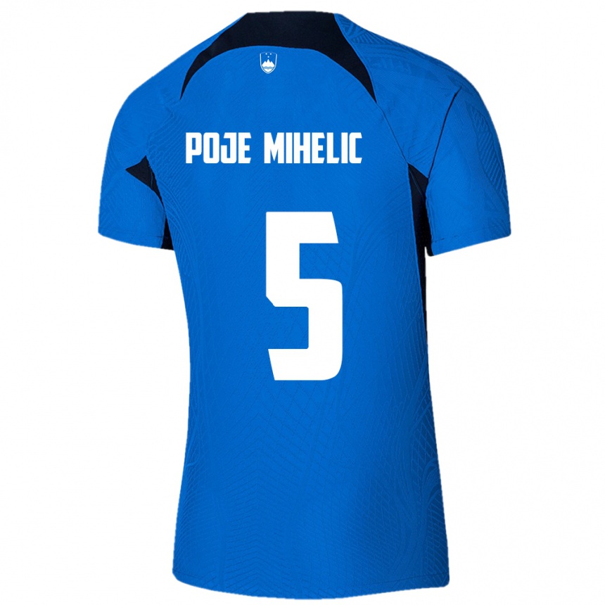 Niño Fútbol Camiseta Eslovenia Naja Poje Mihelič #5 Azul 2ª Equipación 24-26