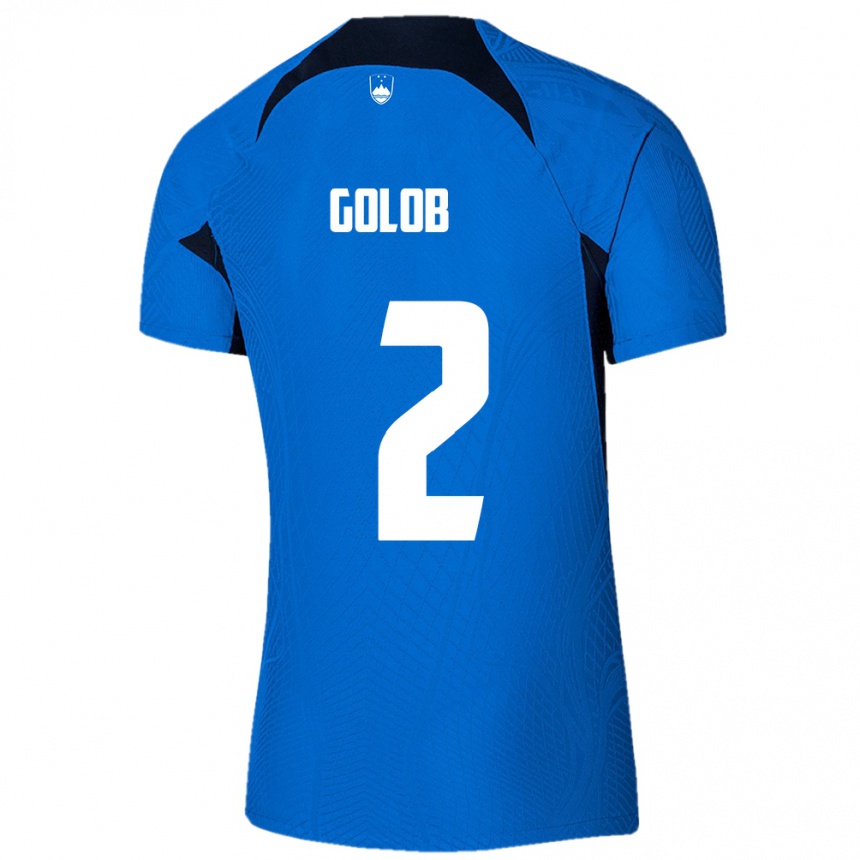 Niño Fútbol Camiseta Eslovenia Lana Golob #2 Azul 2ª Equipación 24-26