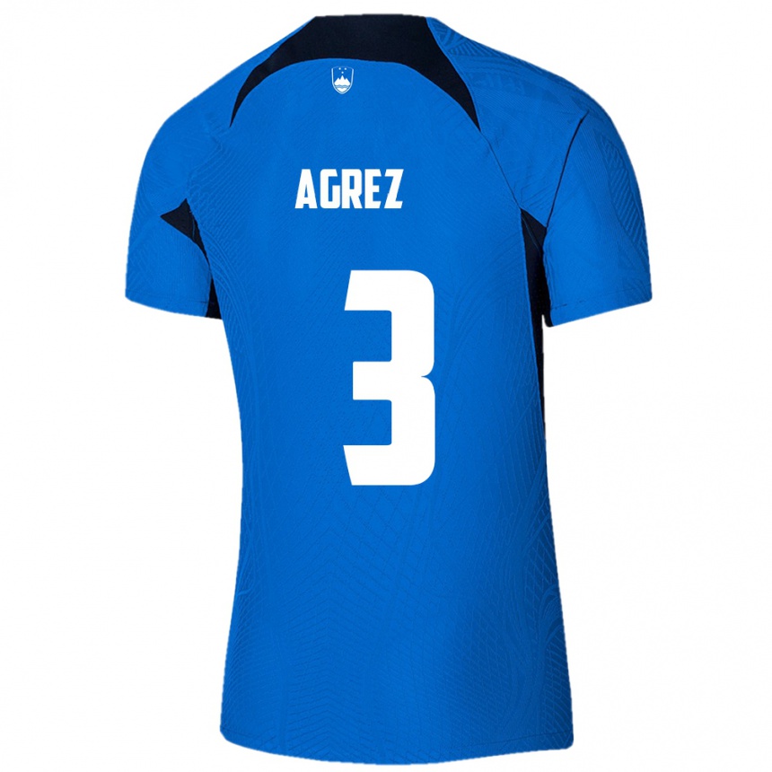 Niño Fútbol Camiseta Eslovenia Sara Agrež #3 Azul 2ª Equipación 24-26