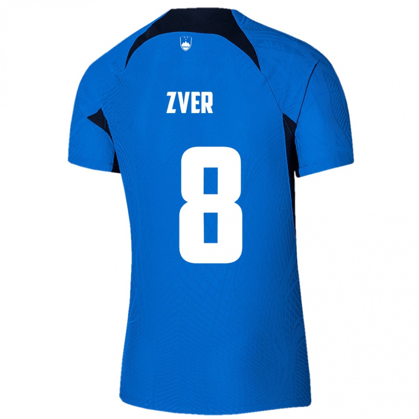 Niño Fútbol Camiseta Eslovenia Mateja Zver #8 Azul 2ª Equipación 24-26