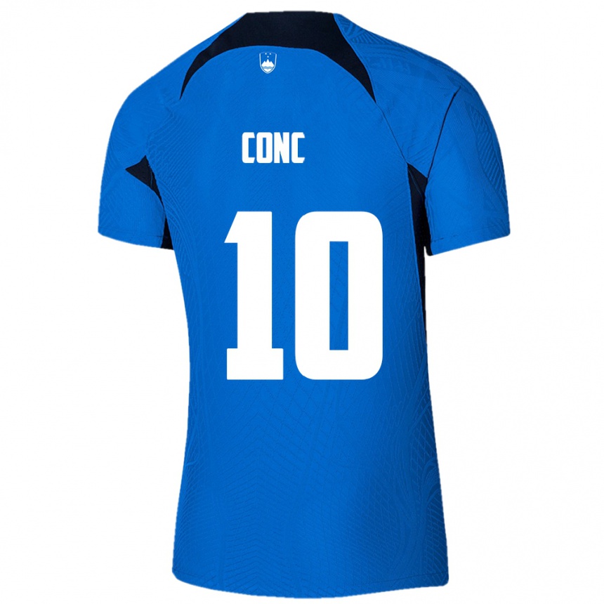 Niño Fútbol Camiseta Eslovenia Dominika Čonč #10 Azul 2ª Equipación 24-26