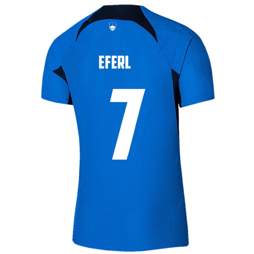 Niño Fútbol Camiseta Eslovenia Anja Eferl #7 Azul 2ª Equipación 24-26