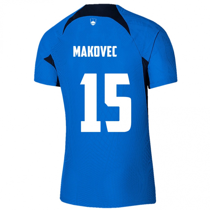 Niño Fútbol Camiseta Eslovenia Sara Makovec #15 Azul 2ª Equipación 24-26