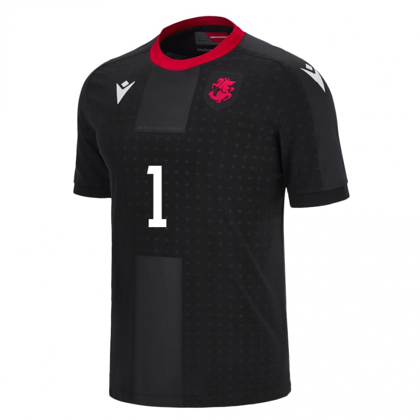 Niño Fútbol Camiseta Georgia Mikheil Makatsaria #1 Negro 2ª Equipación 24-26