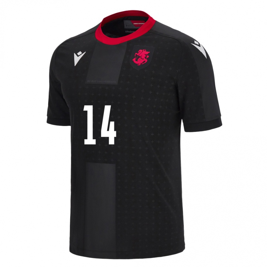 Niño Fútbol Camiseta Georgia Levan Osikmashvili #14 Negro 2ª Equipación 24-26