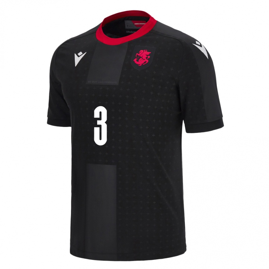 Niño Fútbol Camiseta Georgia Aleksandre Narimanidze #3 Negro 2ª Equipación 24-26